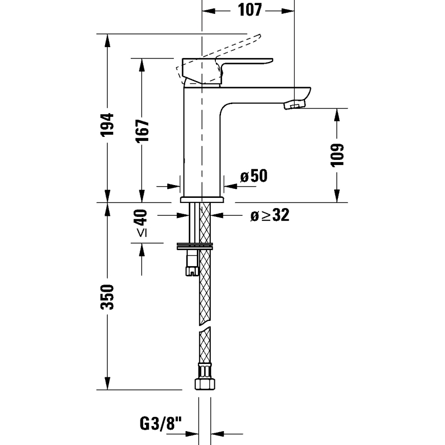 Duravit DC1023002046 - смесител за мивка D-CODE, матово черен