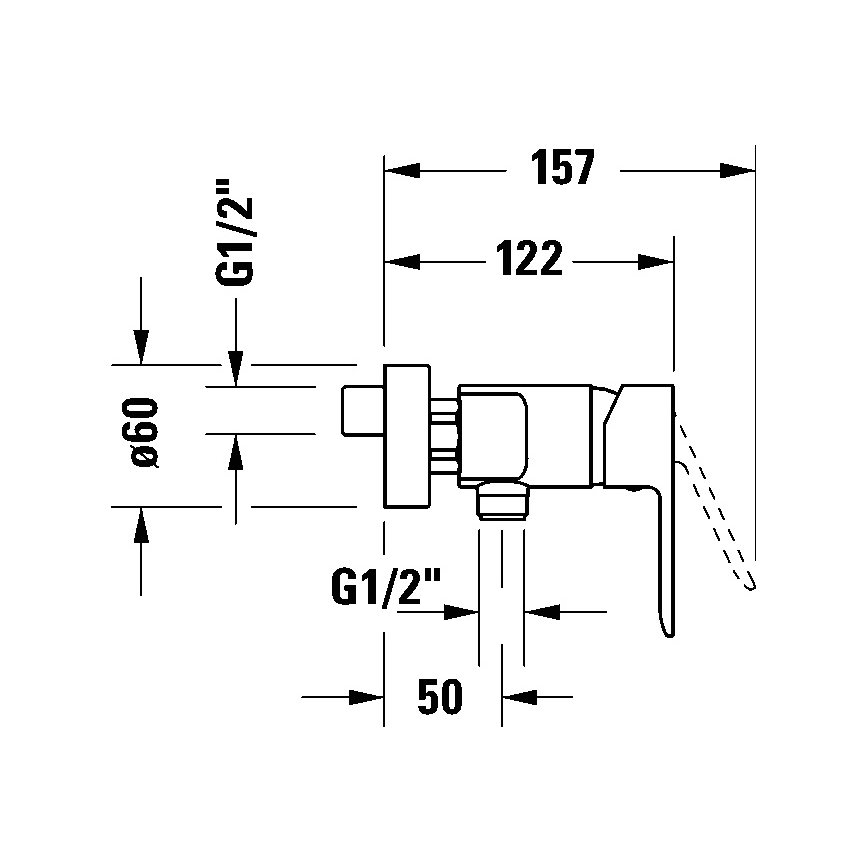 Duravit DC4230001010 - Стенен смесител за биде D-CODE, лъскав хром