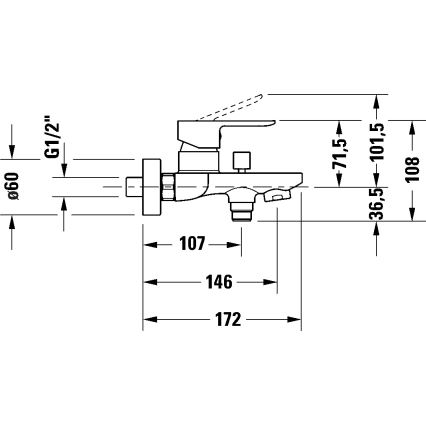 Duravit DC5230001010 - Смесител за вана D-CODE, лъскав хром