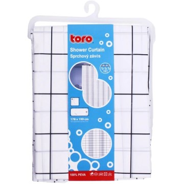 Душ завеса TORO EASY 178x199 см бял/черен