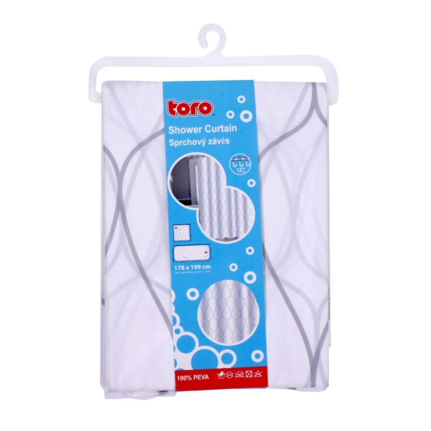 Душ завеса TORO EASY 178x199 см бял/сив