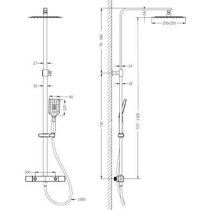 Душ комплект NAESBY с термостатен смесител, лъскав хром