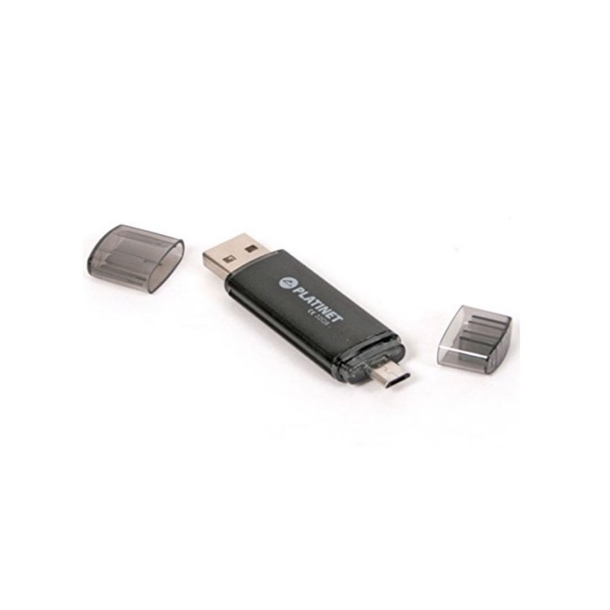 Двойна флашка USB + MicroUSB 32GB черна