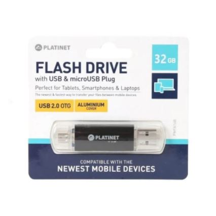 Двойна флашка USB + MicroUSB 32GB черна