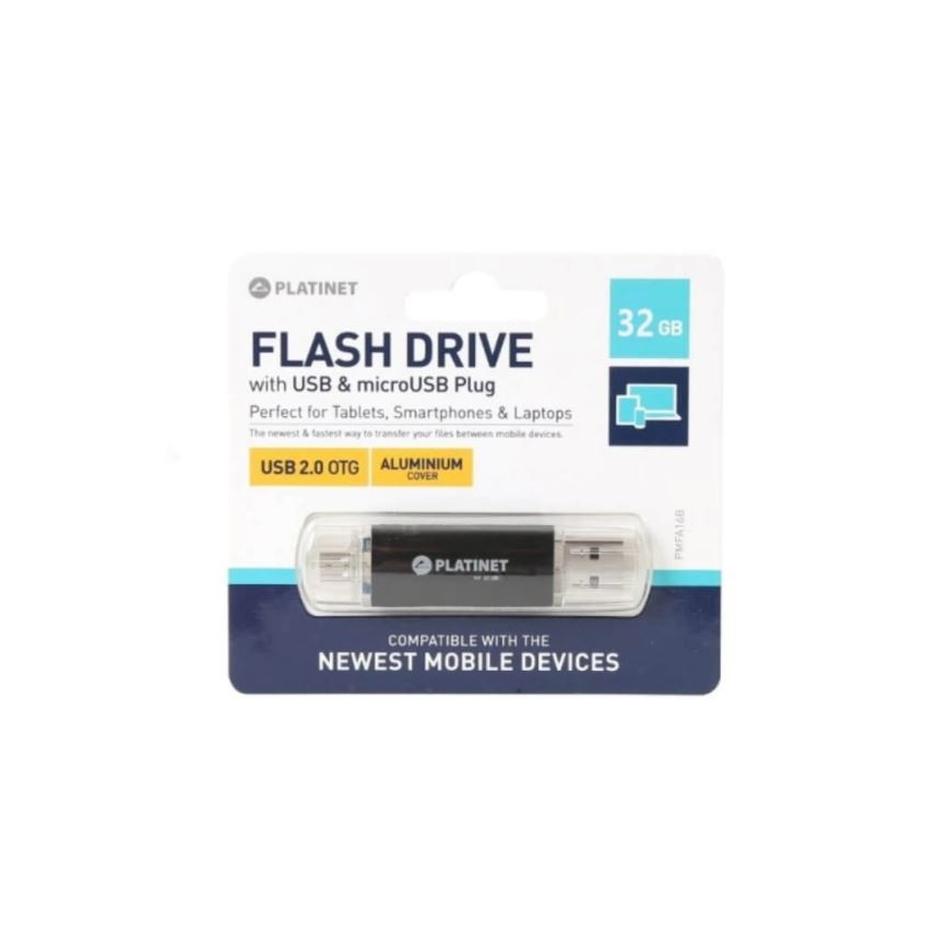 Двойна флашка USB + MicroUSB 32GB черна