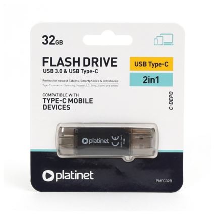 Двойна флашка USB + USB-C 32GB
