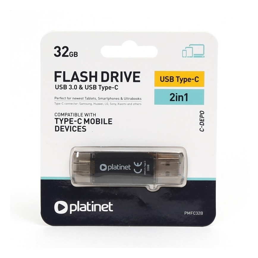 Двойна флашка USB + USB-C 32GB