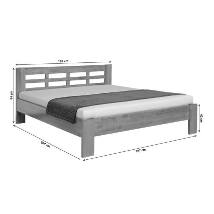 Двойно легло от масивно дърво ANGELA 180x200 см тъмен орех