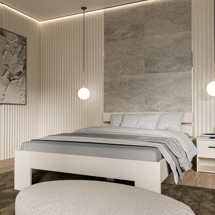 Двойно легло PIROA 160x200 см бежово