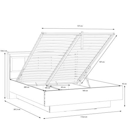 Двойно легло с място за съхранение OREN 160x200 см кафяво/черно