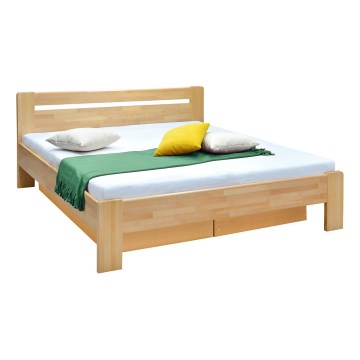 Двойно легло с рамка и място за съхранение от масив бук AMARA 180x200 см