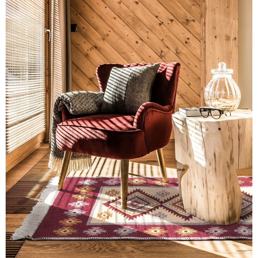 Двулицев ориенталски килим KILIM 80 x 150 см червено/бежово