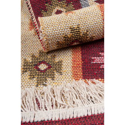 Двулицев ориенталски килим KILIM 80 x 150 см червено/бежово