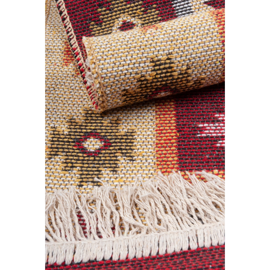 Двулицев ориенталски килим KILIM 80 x 150 см червено/бежово