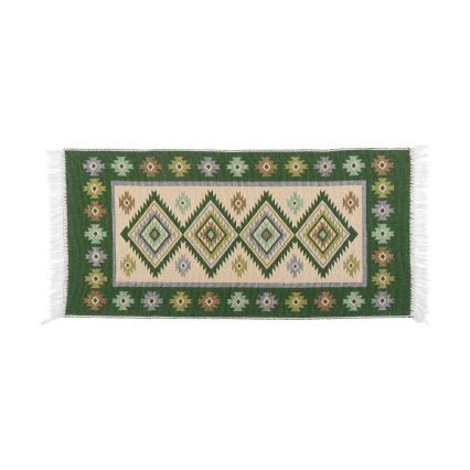 Двулицев ориенталски килим KILIM 80x150 cm зелен/бежов