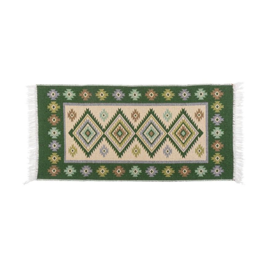 Двулицев ориенталски килим KILIM 80x150 cm зелен/бежов