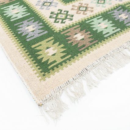 Двулицев ориенталски килим KILIM 80x150 cm зелен/бежов