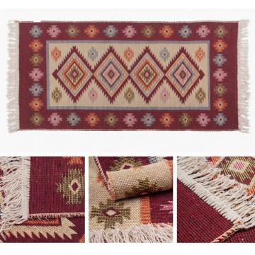 Двулицев ориенталски килим KILIM 80x150 см червен/бежов