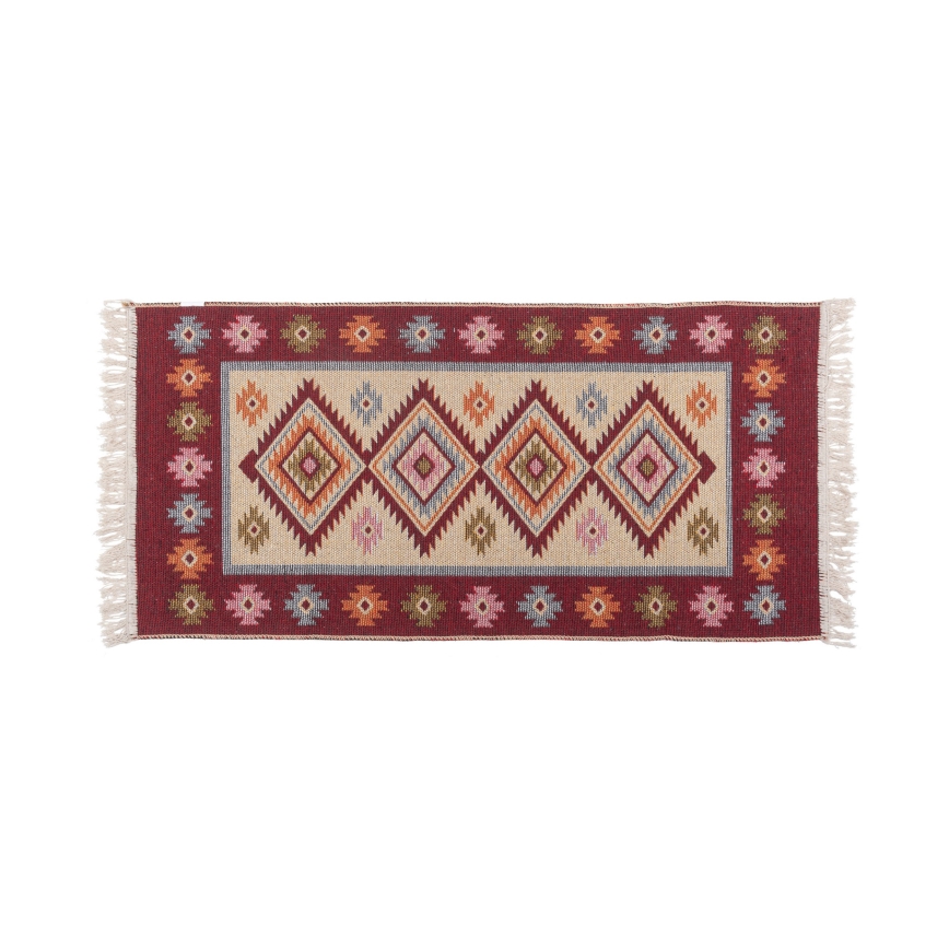 Двулицев ориенталски килим KILIM 80x150 см червен/бежов