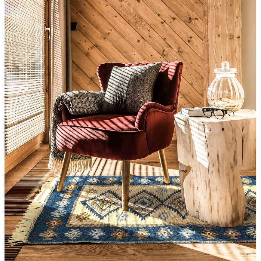 Двулицев ориенталски килим KILIM 80x150 см син/бежов