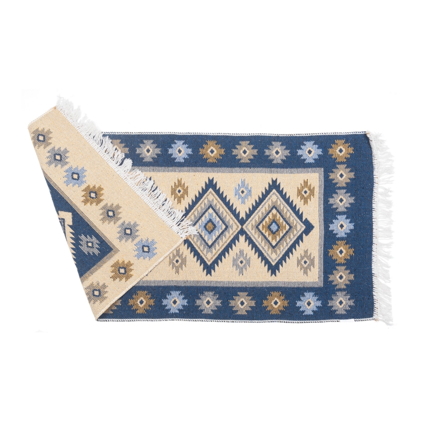 Двулицев ориенталски килим KILIM 80x150 см син/бежов