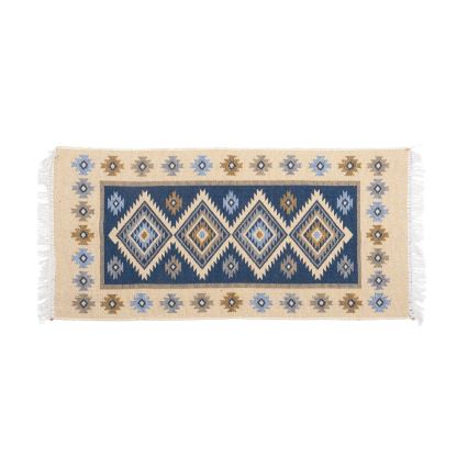 Двулицев ориенталски килим KILIM 80x150 см син/бежов