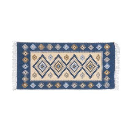 Двулицев ориенталски килим KILIM 80x150 см син/бежов