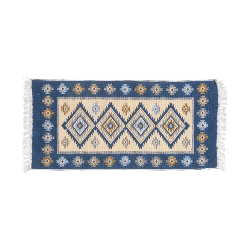 Двулицев ориенталски килим KILIM 80x150 см син/бежов