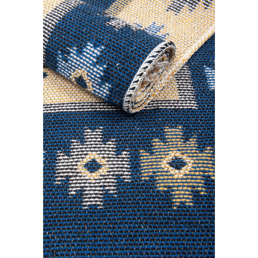 Двулицев ориенталски килим KILIM 80x150 см син/бежов