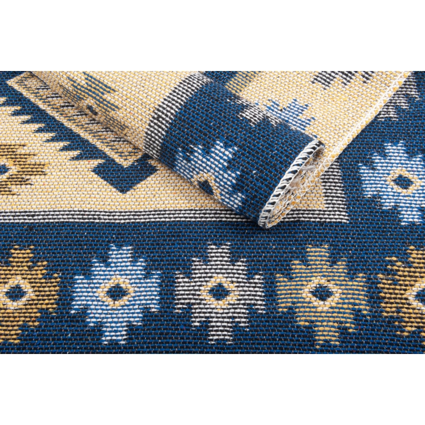 Двулицев ориенталски килим KILIM 80x150 см син/бежов