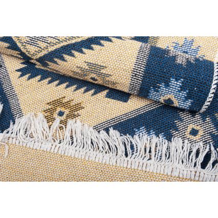 Двулицев ориенталски килим KILIM 80x150 см син/бежов