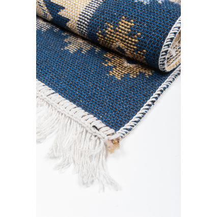 Двулицев ориенталски килим KILIM 80x150 см син/бежов