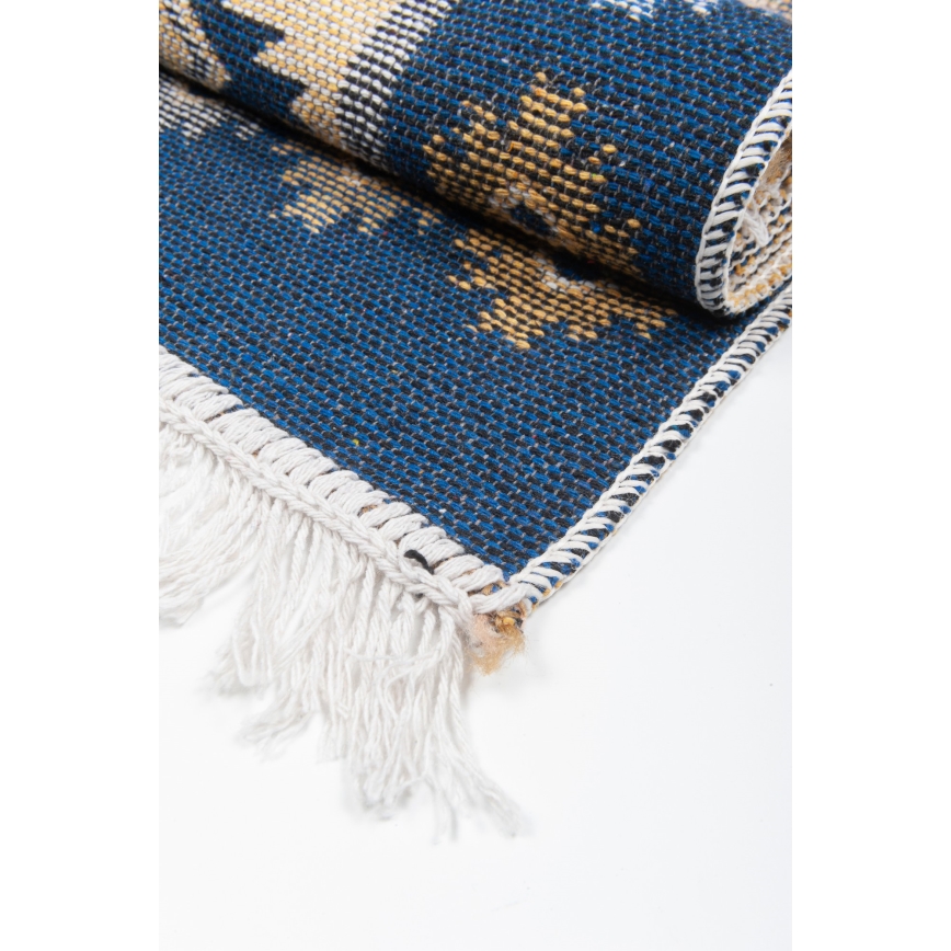 Двулицев ориенталски килим KILIM 80x150 см син/бежов