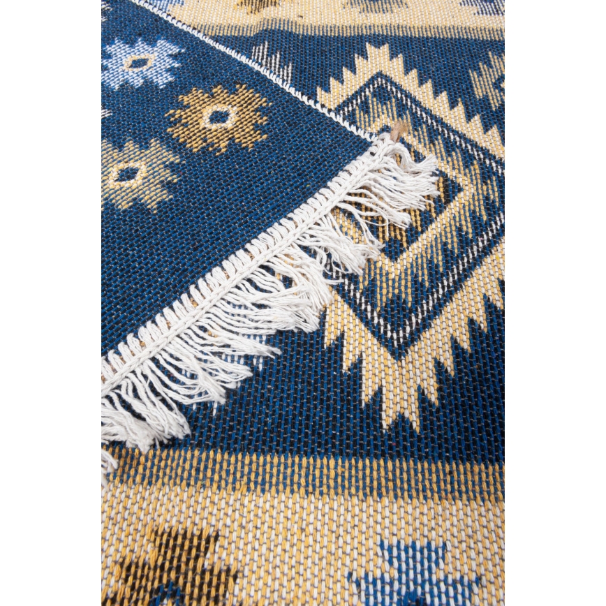 Двулицев ориенталски килим KILIM 80x150 см син/бежов