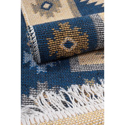 Двулицев ориенталски килим KILIM 80x150 см син/бежов