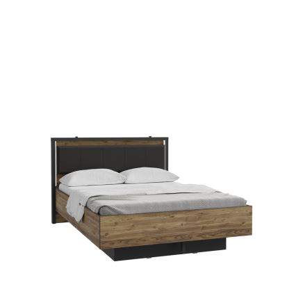 Двуспално легло с място за съхранение OREN 140x200 см кафяво/черно