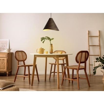 Дървен полилей на въже 1xE27/60W/230V, Ø 45 см, масивен / орех / каучуково дърво