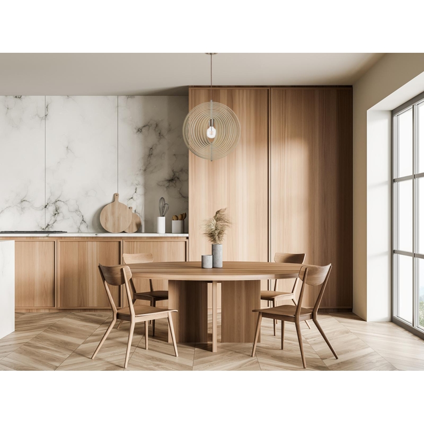 Дървен полилей на кабел 1xE27/60W/230V пр. 43,5 cm масив/шпон/бук/каучуково дърво