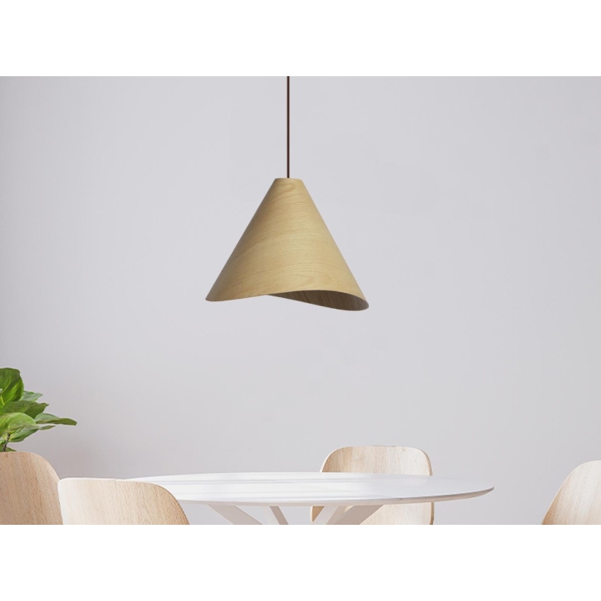 Дървен полилей на кабел 1xE27/60W/230V Ø 33 см масив/дъб/каучуково дърво