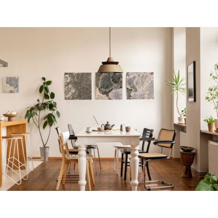 Дървен полилей на кабел, 1xE27/60W/230V, Ø 33 см, масивен/дъб/орех/каучуково дърво