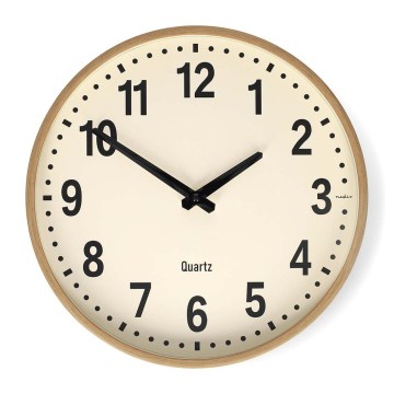 Дървен стенен часовник, диаметър 30,8 см, захранване 1 x AA
