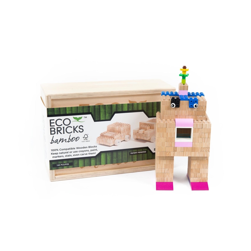Дървен конструктор ECO BRICKS 145 бр.