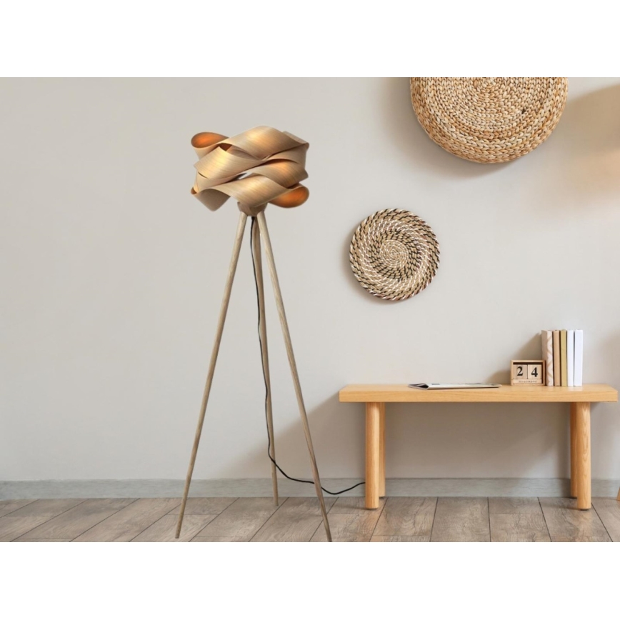 Дървена подова лампа 1xE27/60W/230V масив/фурнир/ясен