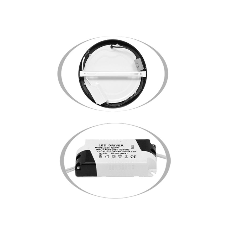 LED Плафониера LADA LED/12W/230V 3000/4000/6000K Ø 17 см черен