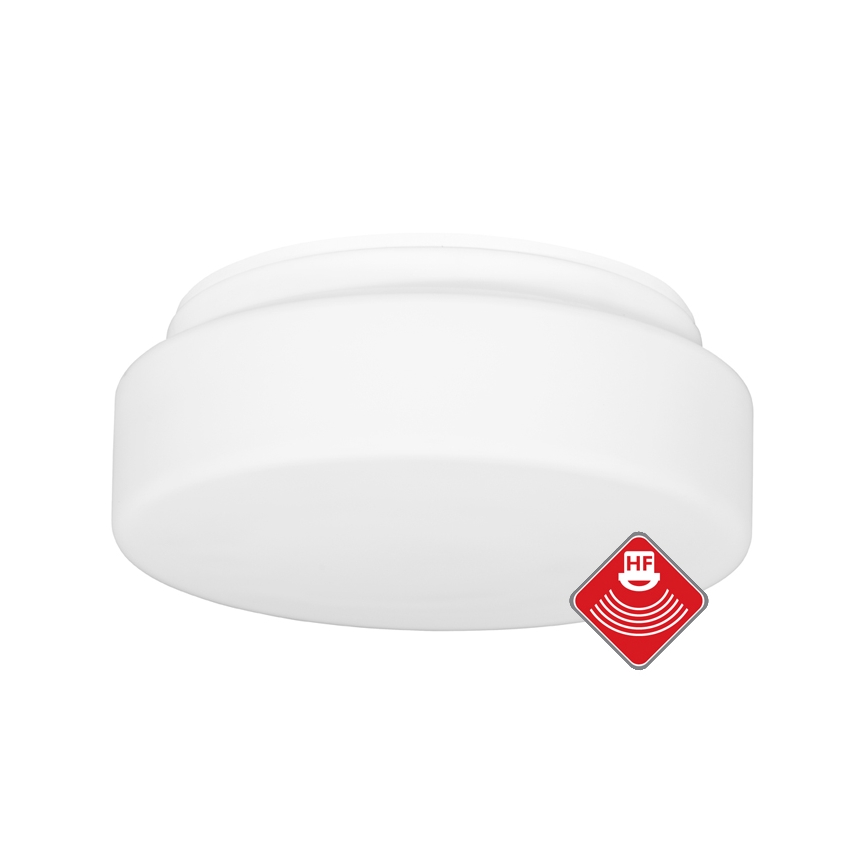Екстериорна лампа за таван със сензор HECTOR 1xE27/60W/230V Ø 25 см IP44 опал бял