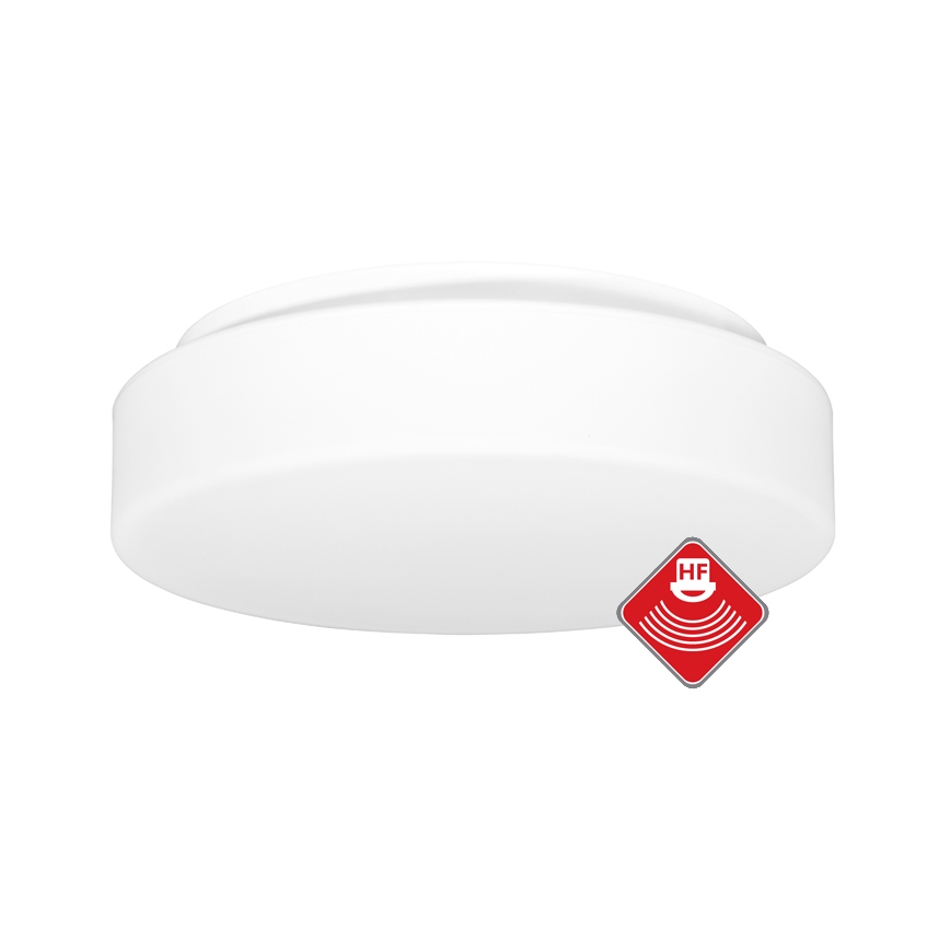 Екстериорна лампа за таван със сензор HECTOR 1xE27/60W/230V Ø 30 см IP44 опал бял