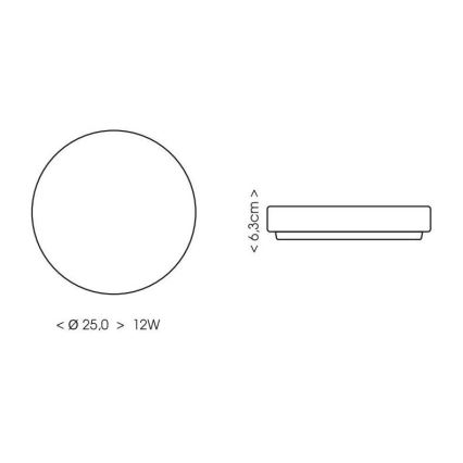 LED Плафон за баня LIRA LED/12W/230V 4000K Ø 25 cm IP44 черен