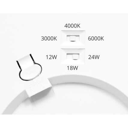 LED Димируем панел LEXA LED/12/18/24W/230V 3000/4000/6000K Ø 30 см черен