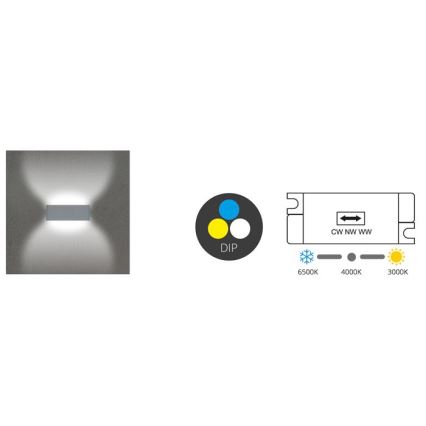 LED Екстериорен аплик BRICK 2xLED/6W/230V 3000/4000/6500K IP65 черен