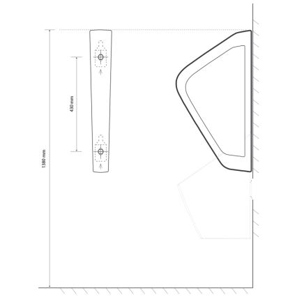 EcoStep 33001 - Разделителна преграда за писоар 57,5x36 см керамика/бяла